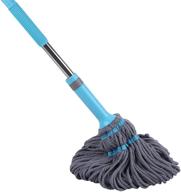 🧹 microfiber twist mop with retractable stainless steel handle - grey, ideal for house floors, includes removable washable head replacement logo