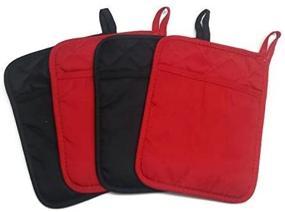 img 4 attached to 🧤 Set of 2 Red & 2 Black Neoprene Pot Holders for Home Collection