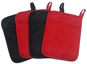 img 2 attached to 🧤 Set of 2 Red & 2 Black Neoprene Pot Holders for Home Collection