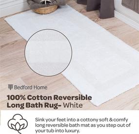 img 2 attached to 🛁 High-Quality Bedford Home Reversible Long Bath Rug | 100% Cotton | White | Size: 24x60