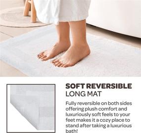 img 1 attached to 🛁 High-Quality Bedford Home Reversible Long Bath Rug | 100% Cotton | White | Size: 24x60