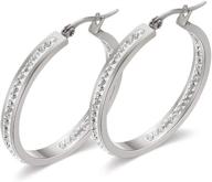 💎 stylish uprimor plated stainless steel hoop earrings with cz stones - perfect for women and girls, 38mmx4mm logo