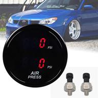 🚗 enhanced air suspension pressure gauge: 2 inch 52mm smoked lens, dual digital, max 290 psi | includes 2pcs 5 meters electronic sensors, ideal for air ride pressure suspension systems (red) logo