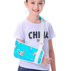 img 4 attached to 🐐 Kids Arm Sling: Stylish Blue Shoulder Support for Boys & Girls - Cute Colorful Pattern, Pediatric Left/Right Arm Brace for Rotator Cuff, Toddler Arm Sling - Little Pleasant Goat Collection (L)