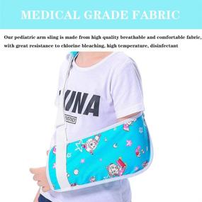 img 1 attached to 🐐 Kids Arm Sling: Stylish Blue Shoulder Support for Boys & Girls - Cute Colorful Pattern, Pediatric Left/Right Arm Brace for Rotator Cuff, Toddler Arm Sling - Little Pleasant Goat Collection (L)