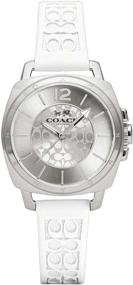 img 1 attached to Часы Coach Women's Mini Boyfriend Signature с белым силиконовым ремешком и серебристым корпусом (Модель 14503146)