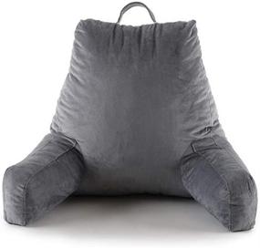 img 3 attached to 🛌 Ultimate Comfort Bedrest Reading Pillow: Arm Rests, Soft Fabric, Handle & Pocket - Perfect for Reading, Gaming, Relaxing, TV
