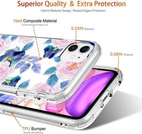 img 1 attached to 🌸 GiiKa iPhone 11 Case with Screen Protector: Floral Girls Women Shockproof Hard PC Back Case in Pink Blue Flowers