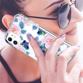 img 3 attached to 🌸 GiiKa iPhone 11 Case with Screen Protector: Floral Girls Women Shockproof Hard PC Back Case in Pink Blue Flowers