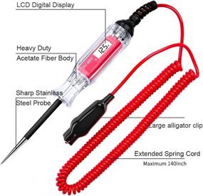 img 2 attached to Heavy Duty 3-48V Digital LCD Circuit Tester with Extended 140 Inch Spring Wire for Cars and Trucks - Low Voltage & Light Tester with Stainless Probe