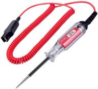 heavy duty 3-48v digital lcd circuit tester with extended 140 inch spring wire for cars and trucks - low voltage & light tester with stainless probe logo