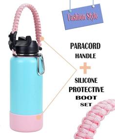 img 3 attached to 👜 LX-SUNCX Paracord Handle and Silicone Sleeve Boot for Hydro Flask Wide Mouth Water Bottle (Pearly Pink/Pink, 32oz-40oz)