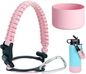 img 4 attached to 👜 LX-SUNCX Paracord Handle and Silicone Sleeve Boot for Hydro Flask Wide Mouth Water Bottle (Pearly Pink/Pink, 32oz-40oz)