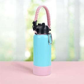 img 1 attached to 👜 LX-SUNCX Paracord Handle and Silicone Sleeve Boot for Hydro Flask Wide Mouth Water Bottle (Pearly Pink/Pink, 32oz-40oz)