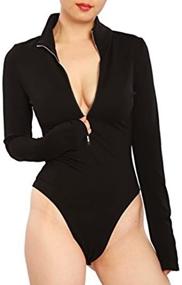 img 1 attached to May & Maya 👗 Women's Zippered Turtleneck Bodysuit Jumpsuit Leotard