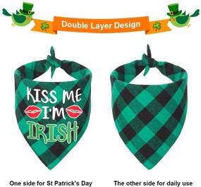 img 1 attached to 🍀 Green Plaid Dog Bandana for St. Patrick's Day - Triangle Bib Scarf Accessories for Small, Medium, and Large Dogs