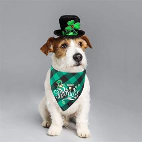 img 2 attached to 🍀 Green Plaid Dog Bandana for St. Patrick's Day - Triangle Bib Scarf Accessories for Small, Medium, and Large Dogs