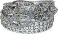 👢 ctm women's medium western rhinestone belt - fashionable accessories for women logo