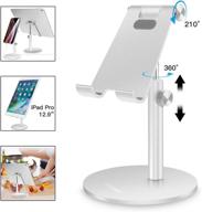 📱 telescopic adjustable tablet/phone stand - aicase universal multi-angle aluminum stand compatible with 4-13 inch iphone, smart cell phone, tablet, ipad - silver logo
