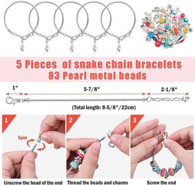 img 2 attached to Aojun 89 Pcs Charm Bracelet Making Kit: DIY Snake Chain Beads for Children 6-13 | Jewelry Crafts & Gift Set for Girls on Children's Day