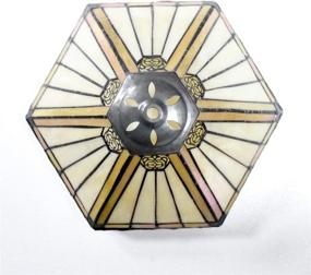 img 1 attached to 🌃 Yellow Stained Glass Tiffany Lamp Shade Replacement - Hexagon Mission Style - W12H6 Inch - Table Lamp Ceiling Fixture Pendant Light - S011 WERFACTORY - Perfect for Parent, Lover, Kid Bedroom, Study Desk, Bedside Nightstand