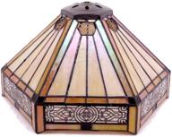 🌃 yellow stained glass tiffany lamp shade replacement - hexagon mission style - w12h6 inch - table lamp ceiling fixture pendant light - s011 werfactory - perfect for parent, lover, kid bedroom, study desk, bedside nightstand логотип