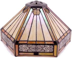 img 4 attached to 🌃 Yellow Stained Glass Tiffany Lamp Shade Replacement - Hexagon Mission Style - W12H6 Inch - Table Lamp Ceiling Fixture Pendant Light - S011 WERFACTORY - Perfect for Parent, Lover, Kid Bedroom, Study Desk, Bedside Nightstand