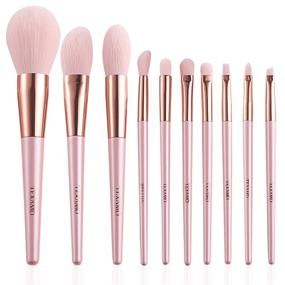 img 4 attached to 💄 Ten-Piece TEXAMO Makeup Brush Set: Synthetic Pink Brushes for Powder, Blush, Contour, Concealer, Eyeshadow, Eyebrow, Blending - Rose Gold Collection