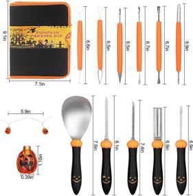 img 3 attached to 🎃 11-Piece Pumpkin Carving Kit for Halloween Decoration - Professional Detail Sculpting Tools with Stainless Steel Knife Set, Carrying Case, 20 LED Pumpkins, and 10 Carving Stencils - Ideal for Adults and Kids