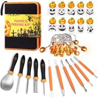 🎃 11-piece pumpkin carving kit for halloween decoration - professional detail sculpting tools with stainless steel knife set, carrying case, 20 led pumpkins, and 10 carving stencils - ideal for adults and kids logo