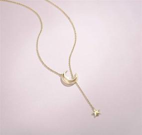 img 1 attached to 🌙✨ Gold Plated Sterling Silver Moon and Star Necklace - Christmas Gifts for Women - Dainty Crescent Pendant - Y Lariat Necklace - Anniversary & Birthday Gifts for Girls, Wife, Daughter, Her - 16"+2