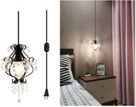 💡 surpars house mini dimmable crystal pendant light with 15ft cord, plug-in, black finish логотип