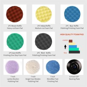 img 3 attached to 🚗 SPTA 7''/180mm Polishing Pad Kit - Sponge Buffing Pads with 5 Waffle Foam, 1 Wool Grip Pad, and a 5/8''-11 Threaded Backing Plate for Car Buffer Polisher - Ideal for Sanding, Polishing, and Waxing