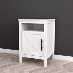 img 1 attached to 🛋️ Modern White Finish Nightstand Side End Table: Stylish Cabinet & Open Shelf, 26" Height