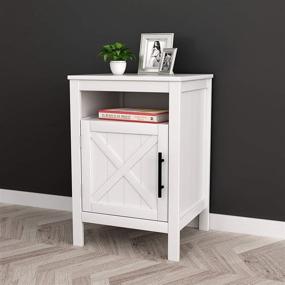 img 2 attached to 🛋️ Modern White Finish Nightstand Side End Table: Stylish Cabinet & Open Shelf, 26" Height