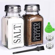 🧂 farmhouse salt and pepper shakers set small - applique design, waterproof, easy grip, clean, and refill - ideal kitchen decoration, dwts glass shakers logo