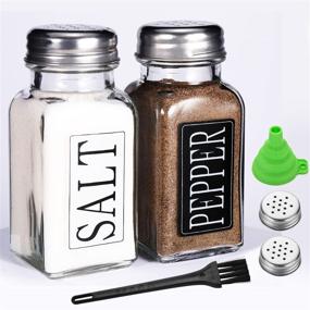 img 4 attached to 🧂 Farmhouse Salt and Pepper Shakers Set Small - Applique Design, Waterproof, Easy Grip, Clean, and Refill - Ideal Kitchen Decoration, DWTS Glass Shakers