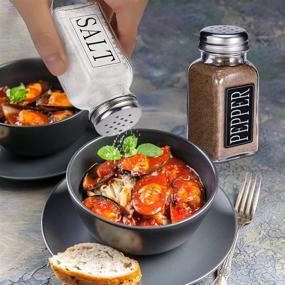 img 2 attached to 🧂 Farmhouse Salt and Pepper Shakers Set Small - Applique Design, Waterproof, Easy Grip, Clean, and Refill - Ideal Kitchen Decoration, DWTS Glass Shakers