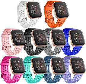 img 4 attached to ⌚️ SZBAMI Совместимы с браслетами Fitbit Versa/Versa 2/Versa Lite/Special Edition: дышащий ремешок для замены наручного браслета для умных часов Fitbit Versa 2 - женщины и мужчины (маленький и большой размеры)