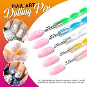 img 1 attached to 💅 Nail Art Decoration Kit for Beautiful Nail Designs: FANDAMEI Nail Art Brushes with Dotting Pen, Glitter Butterfly, Maple Leaf Sequins, Foil Flakes, AB Rhinestones, and Striping Tape Line