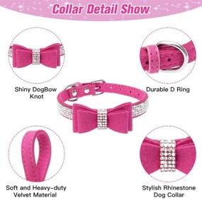 img 2 attached to 🎀 Sparkling Rhinestone Bow Tie Dog and Cat Collar Set with Leash, Black Bling Crystal Leather Pet Collar and 4 Feet Leash, Perfect for Daily Wear and Party Show