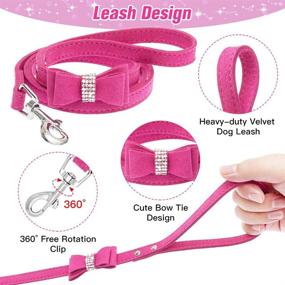 img 1 attached to 🎀 Sparkling Rhinestone Bow Tie Dog and Cat Collar Set with Leash, Black Bling Crystal Leather Pet Collar and 4 Feet Leash, Perfect for Daily Wear and Party Show