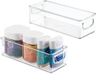 mdesign small plastic bathroom storage 🚽 container bins - 2 pack - clear logo