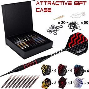 img 3 attached to Darts Plastic Tip Professional Soft Tip Darts Set: 9 Pcs 18g with 50 Extra Tips, Shafts, Flights, Tool Kit, & Gift Case for Electronic Dartboard
