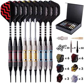 img 4 attached to Darts Plastic Tip Professional Soft Tip Darts Set: 9 Pcs 18g with 50 Extra Tips, Shafts, Flights, Tool Kit, & Gift Case for Electronic Dartboard