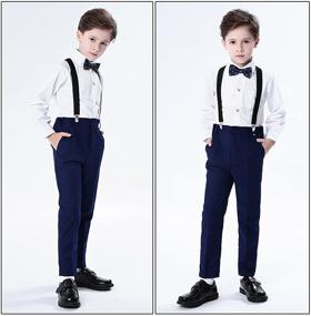 img 3 attached to 👔 Aivtalk Boys 4 Piece Suit Set: Stylish Formal Dresswear with Suspender Shirt, Pant, and Bowtie