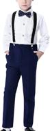 👔 aivtalk boys 4 piece suit set: stylish formal dresswear with suspender shirt, pant, and bowtie logo