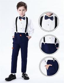 img 2 attached to 👔 Aivtalk Boys 4 Piece Suit Set: Stylish Formal Dresswear with Suspender Shirt, Pant, and Bowtie