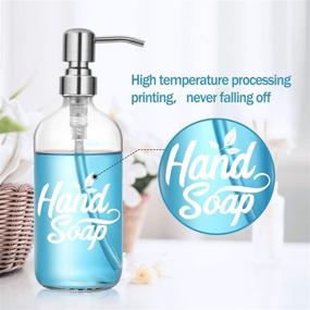 img 3 attached to 🧼 Dish and Hand Soap Dispenser Set - Glass Hand Soap + Dish Soap Dispenser - Stylish & Durable - Perfect for Kitchen and Bathroom - High Quality Ceramic Ink Printing - 16 oz Bottles with Stainless Steel Pumps