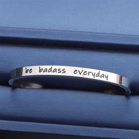 img 3 attached to Stay Fearless: MYOSPARK Be Badass Everyday Mantra Quote Cuff Bangle Bracelet